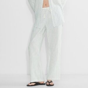 Aritzia White and Blue Striped Pants